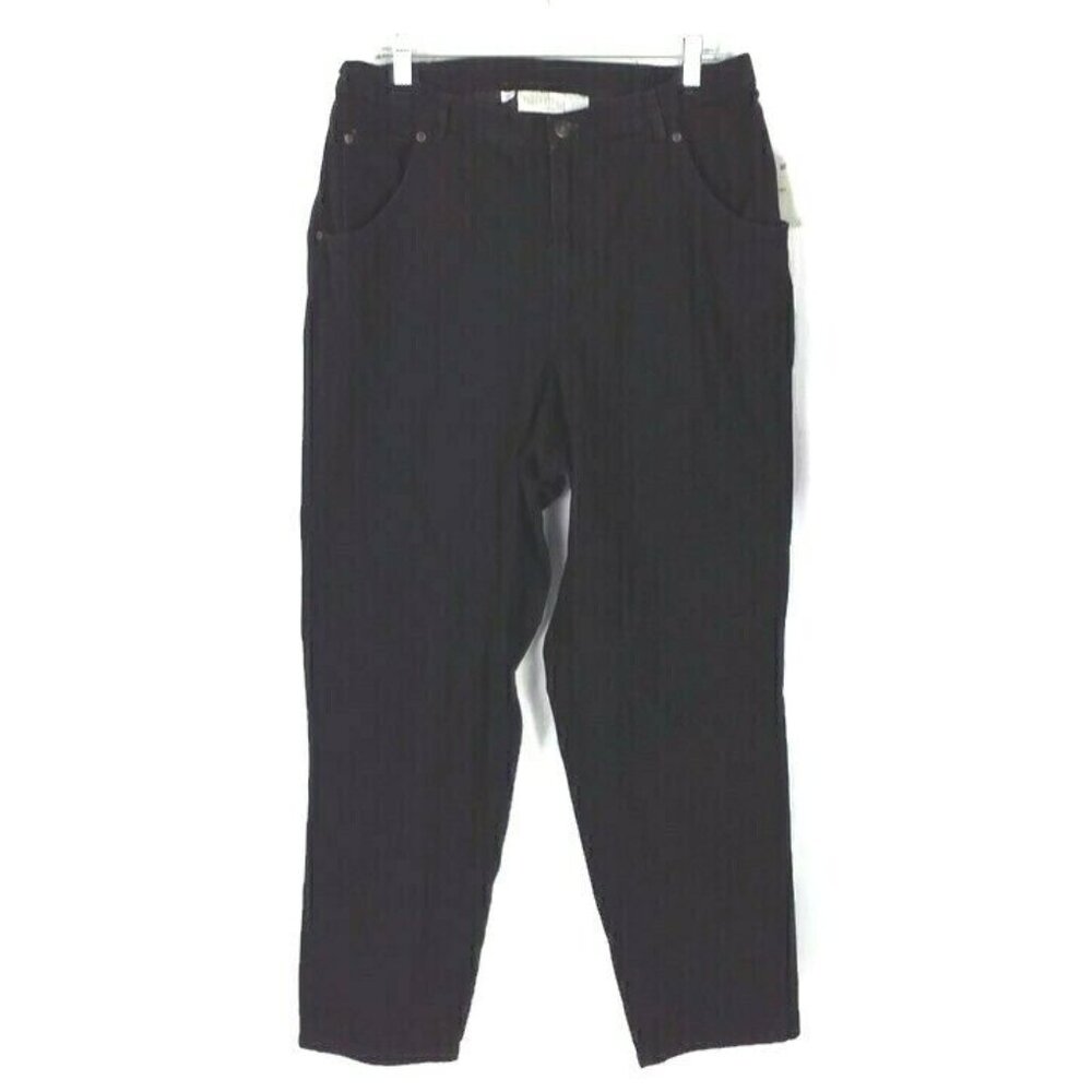 Elizabeth Liz Claiborne Sport Black Cotton Tapered Denim Jeans Women 16 Vintage